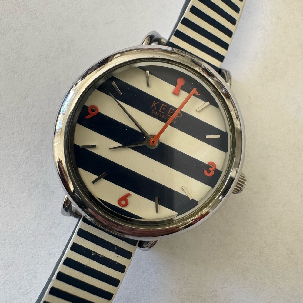 KEEP Collective Navy and White Striped Watch